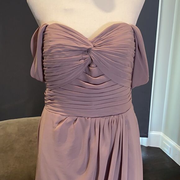 Women’s Full Length Chiffon Bridesmaid Party Prom Dress Leg Slit Size 10 - Picture 4 of 12